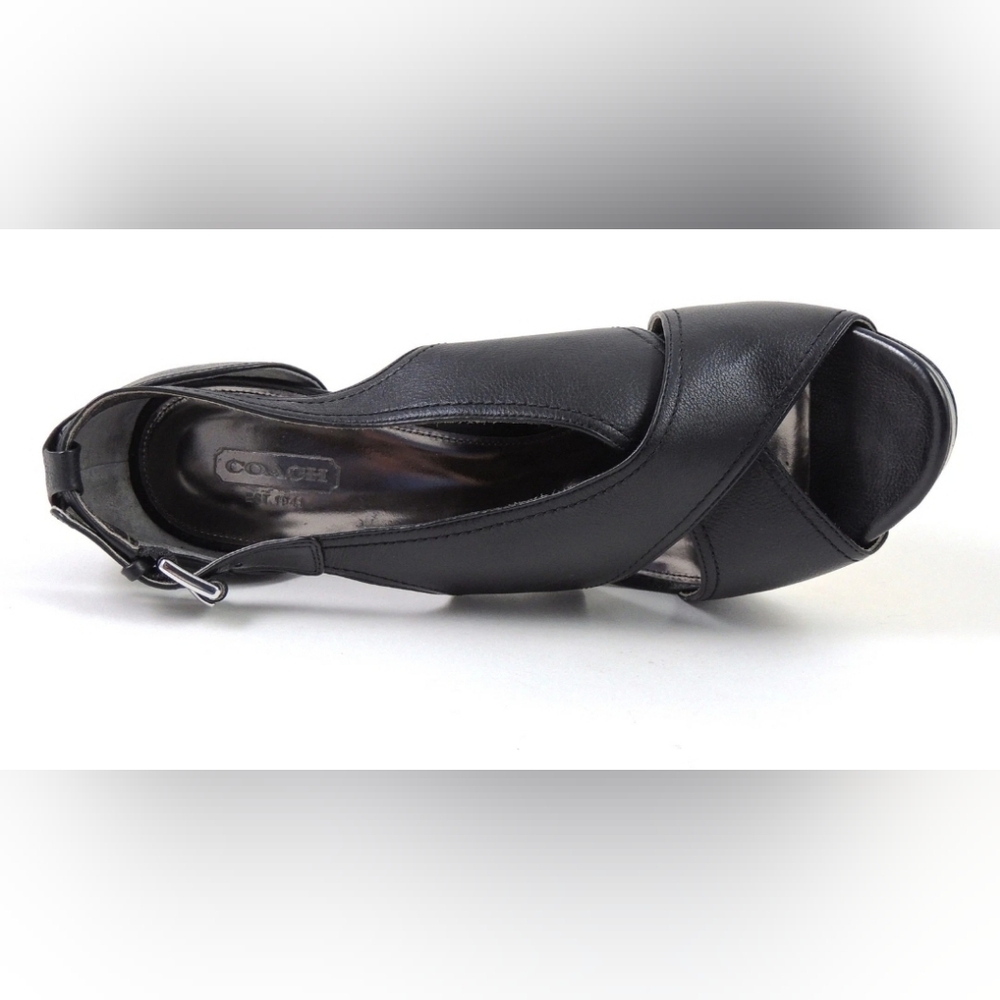 Coach Designer Black Leather Adelle Criss Cross Heel Stiletto Strappy 9 - Picture 3 of 10